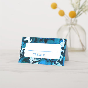 Carte De Placement Blue Marble Star de David Custom Bar Bat mitzvah