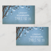 Carte De Placement Blue Mason Jar Fireflies String Lights Escorte (Devant / Derrière)