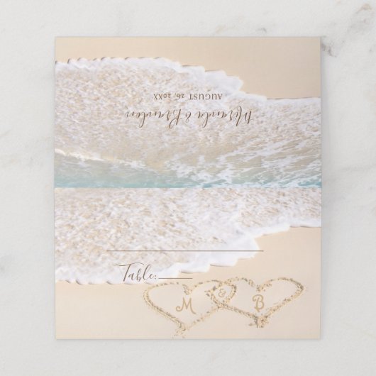 Carte De Placement Blue Ocean Waves Plage tropicale Mariage (Extérieur déplié)