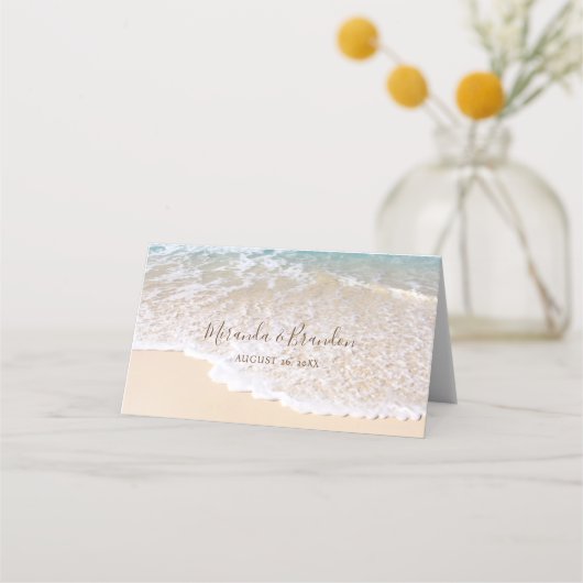 Carte De Placement Blue Ocean Waves Plage tropicale Mariage (Dos)
