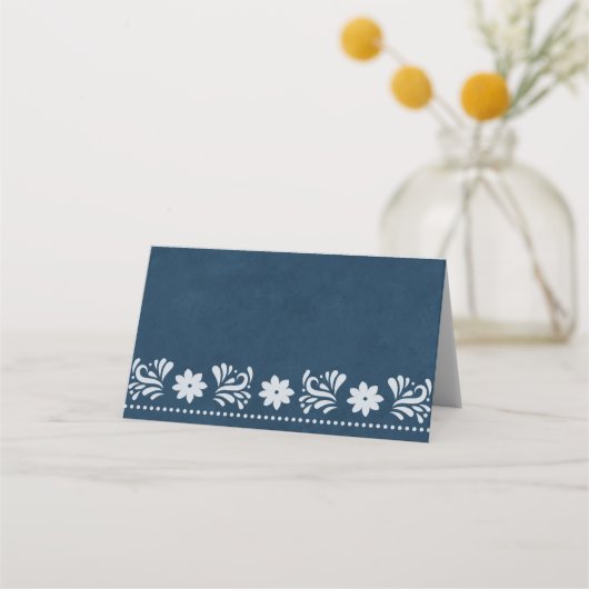 Carte De Placement Blue Papel Picado Mexican Theme Wedding (Devant)