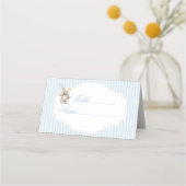 Carte De Placement Blue Teddy Bear Balloon Bow Table Numbers Tent (Devant)