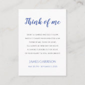 Carte De Placement Blue Think Of Me Célébration de la vie bougie (Devant)