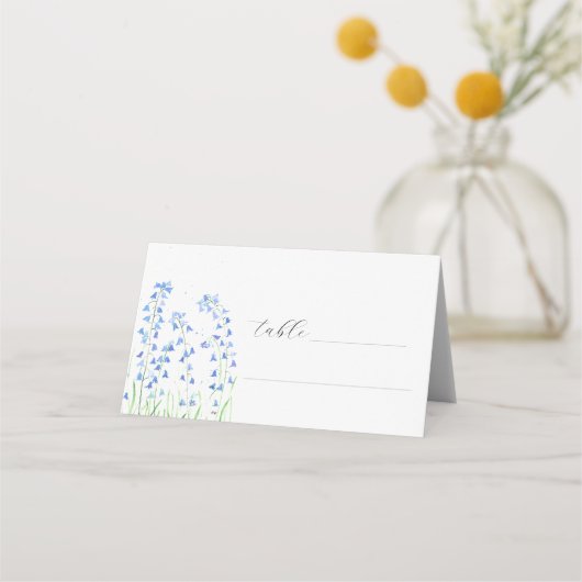 Carte De Placement Bluebells Aquarelle Bleu Fleur Mariage Floral (Devant)