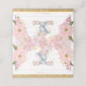 Carte De Placement Blush Floral mignon Eléphant Baby shower Anniversa (Extérieur déplié)