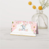 Carte De Placement Blush Floral mignon Eléphant Baby shower Anniversa (Devant)