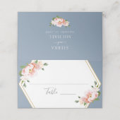 Carte De Placement Blush Floral Or géométrique Dusty Mariage bleu (Extérieur déplié)