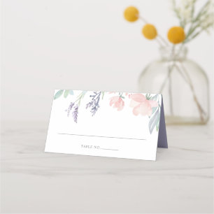 Carte De Placement Blush Lavande Aquarelle Floral Plié