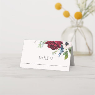 Carte De Placement Blush, Navy Blue & Burgundy Mariage Escort