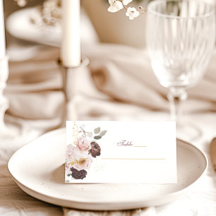 Carte De Placement Blush Peony & Gold Burgundy Floral Mariage