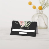 Carte De Placement Blush Pink Floral Eucalyptus Black Wedding (Devant)