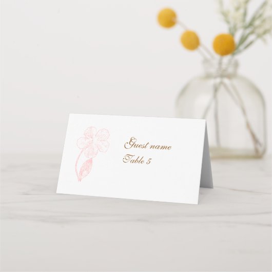 Carte De Placement Blush Pink Floral Folded Tent Place Card (Devant)