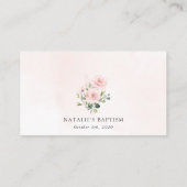 Carte De Placement Blush Pink Flowers, Greenery, Boho, Floral Baptism (Dos)