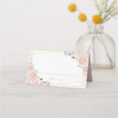 Carte De Placement Blush Pink Roses Floral Gold Quinceañera Birthday (Dos)