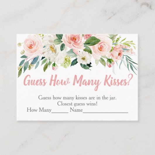 Carte De Placement Blush Rose Floral Devinez Combien De Baisers Jeu (Devant)