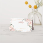 Carte De Placement Blush rose Floral Rose or Couronne Quinceañera (Dos)