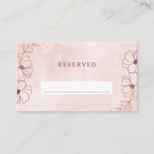 Carte De Placement Blush Rose & Rose Gold Réservé Mariage siège (Devant)