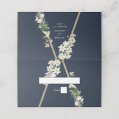 Carte De Placement Bohème Bohème Pyramide Flore Blanche Mariage Bleu (Extérieur déplié)