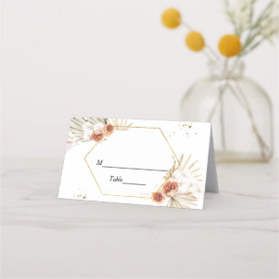 Carte De Placement Bohème En Terracotta Séché Palm Feuilles & Fleurs