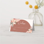 Carte De Placement Bohème Floral Terracotta & Mariage ivoire (Devant)