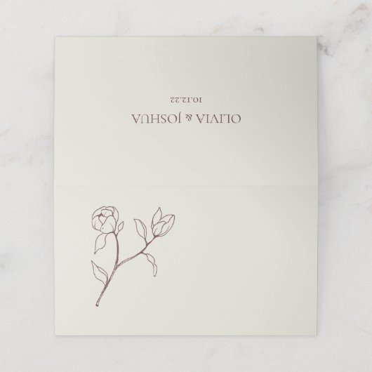 Carte De Placement Bohème Neutre Floral Mariage Table Place Card (Extérieur déplié)