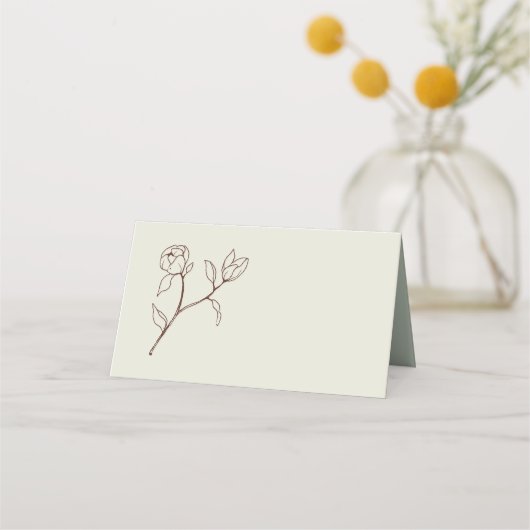 Carte De Placement Bohème Neutre Floral Mariage Table Place Card (Devant)