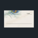 Carte De Placement Bohème Peacock Feather Vintage Mariage Turquoise<br><div class="desc">Carte de place mariage bohème avec plumes paon et libellé turquoise,  plat. Idéal pour les élégants mariages boho et autres événements de style vintage.</div>