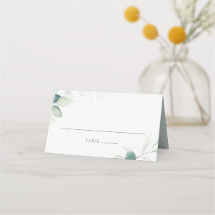 Carte De Placement Boho Aquarelle Eucalyptus Feuille Mariage vert