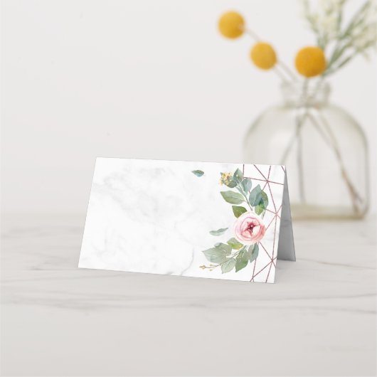 Carte De Placement Boho Aquarelle Floral Rose Or Mariage géométrique (Devant)