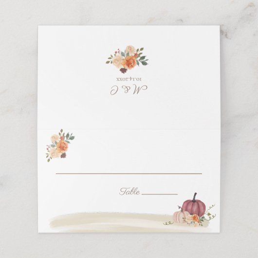 Carte De Placement Boho Beach Citrouille Floral Mariage Table (Extérieur déplié)