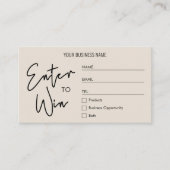Carte De Placement Boho Beige Company Logo Concours Entrer pour Gagne (Devant)