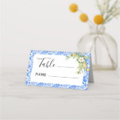 Carte De Placement Boho Bleu carreaux et citron mariage Arch (Devant)