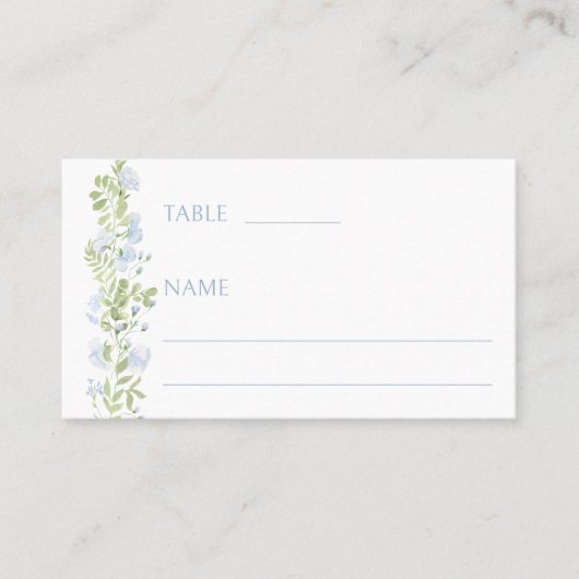 Carte De Placement Boho bleu fleur rustique mariage Plat Place Card (Devant)