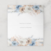Carte De Placement Boho Blue : Dusty Blue Bohemian Floral Mariage (Extérieur déplié)
