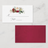 Carte De Placement Boho Burgundy - Marsala Floral Mariage (Devant / Derrière)