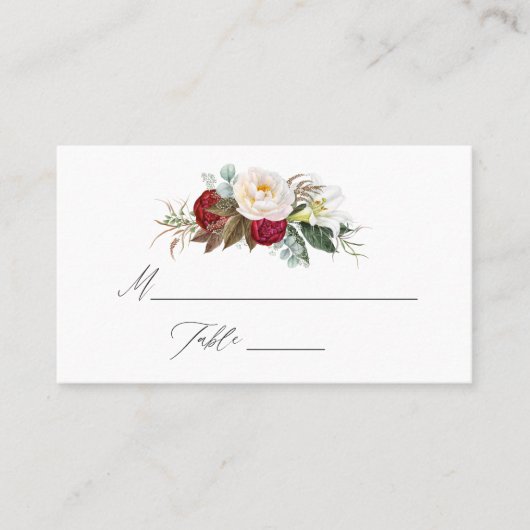 Carte De Placement Boho Burgundy - Marsala Floral Mariage (Devant)