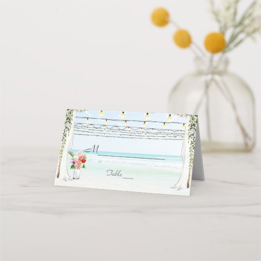 Carte De Placement Boho Canopy Bourgogne Floral Beach Maui Mariage (Devant)