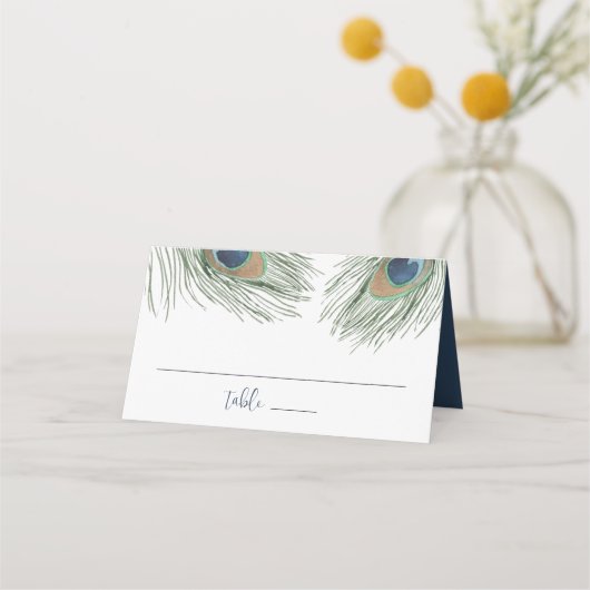 Carte De Placement Boho Chic Aquarelle Peacock Feather (Devant)