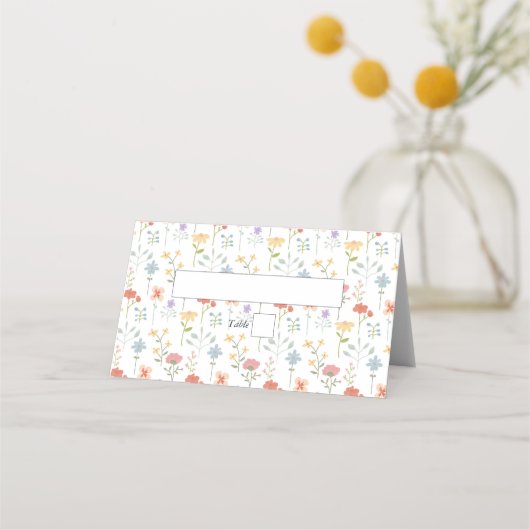 Carte De Placement Boho Chic Fleur sauvage Moderne Floral Mariage (Devant)