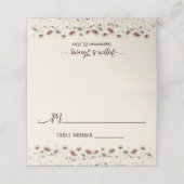 Carte De Placement Boho Chic Fleurs sauvages Élégant mariage écriture (Extérieur déplié)