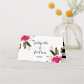 Carte De Placement Boho Chic Floral Numéro de table Nom du siège (Dos)