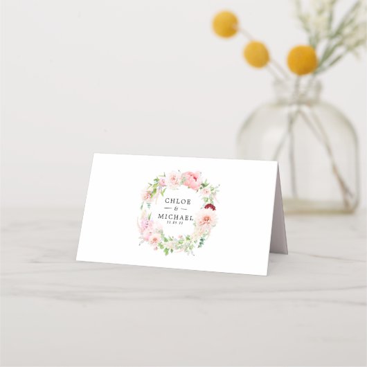 Carte De Placement Boho Chic Pink Peony Floral (Dos)