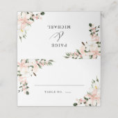 Carte De Placement Boho Chic rose et blanc Mariage floral (Extérieur déplié)