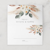 Carte De Placement Boho Cuivre Pampas Grass & Beige Floral - Blanc (Extérieur déplié)