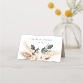 Carte De Placement Boho Cuivre Pampas Grass & Beige Floral - Blanc (Dos)