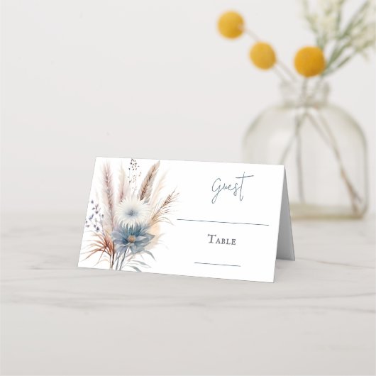 Carte De Placement Boho d'hiver Mariage Floral | BLANCHE (Devant)