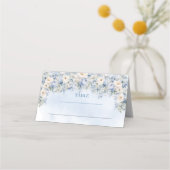 Carte De Placement Boho Elegant Dusty Blue et ivoire Fleurs hiver (Dos)