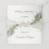 Carte De Placement Boho Eucalyptus branches vertes faux cadre or (Extérieur déplié)