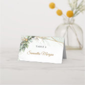 Carte De Placement Boho Eucalyptus branches vertes faux cadre or (Dos)