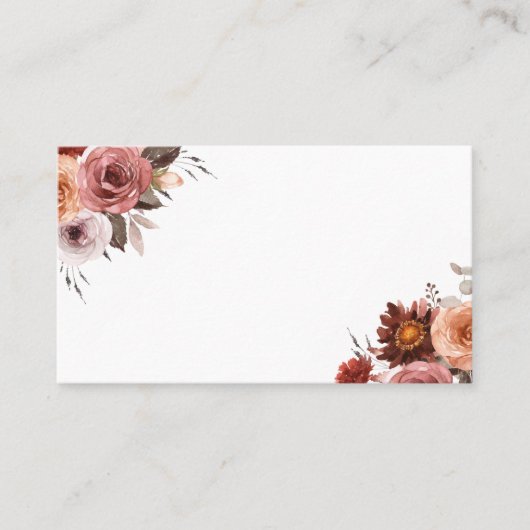 Carte De Placement Boho Fall Aquarelle Floral Bouquet Mariage (Devant)